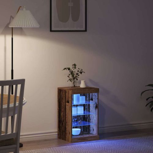 LED конзолна маса Старо дърво 41 x 37 x 67 см Инженерно дърво