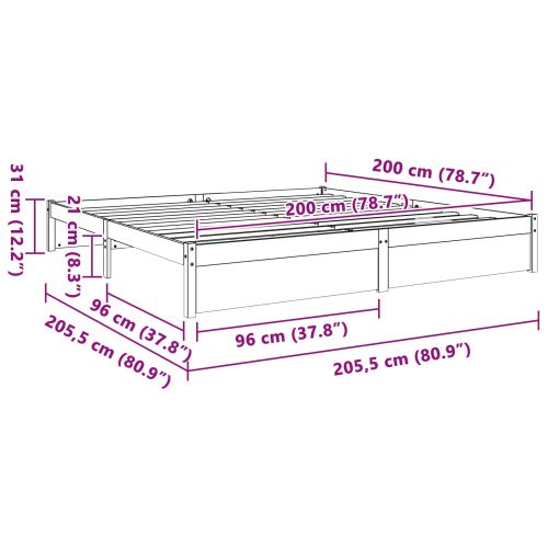 Рамка за легло Кафяво с восъчно покритие 200 x 200 cm