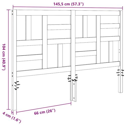 Главня за легло Кафяво с восъчно покритие 145,5 x 4 x 104 см