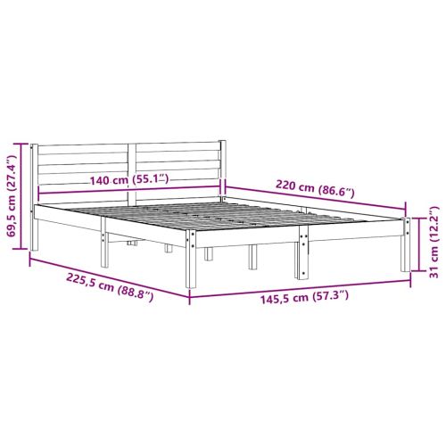 Рамка за легло Кафяво 225,5 x 145,5 x 69,5 см Солиден бор