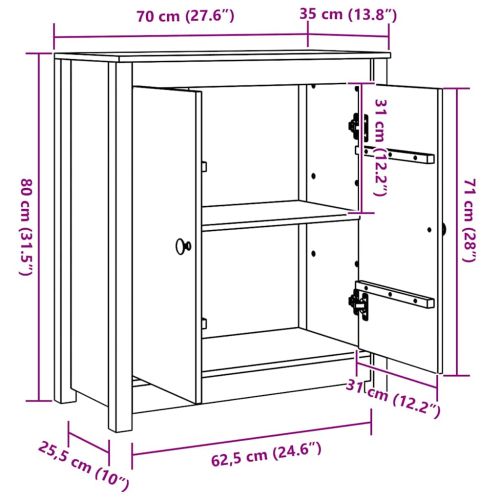 Служебен шкаф Кафяво с восъчно покритие 70 x 35 x 80 см