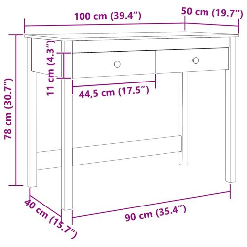 Бюро с рафт Макс Браун 100 x 50 x 78 см Солидно борово дърво