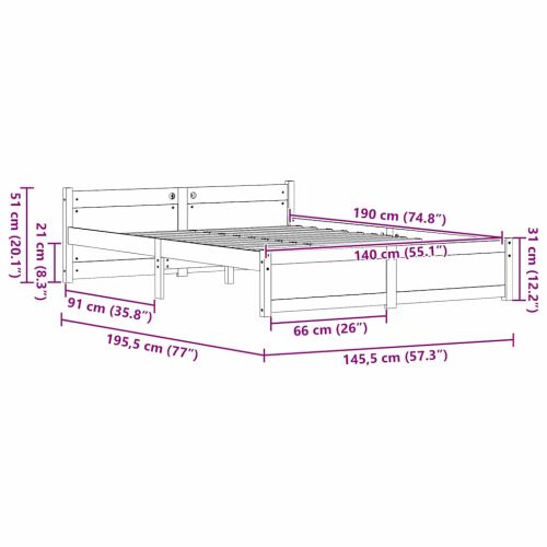 Рамка за легло Кафяво с восъчно покритие 205.5 x 95.5 x 51 см