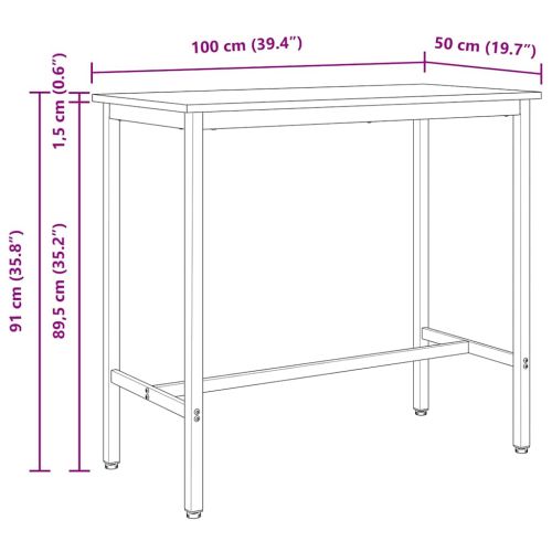 Маса Естествен 100 x 50 x 91 cm Инженерна дървесина и стомана