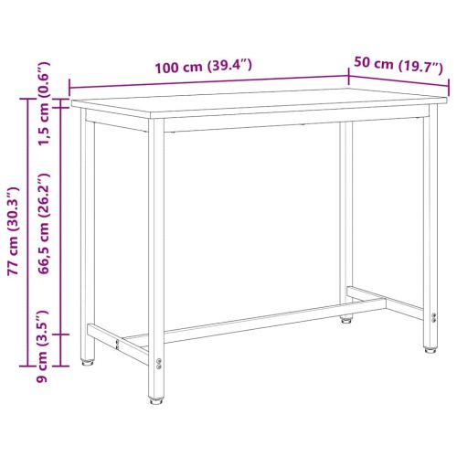 Маса Естествен 100 x 50 x 77 см Инженерна дървесина и стомана
