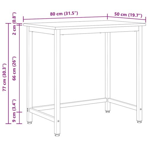 Маса Естествен 80 x 50 x 77 см Инженерна дървесина и стомана