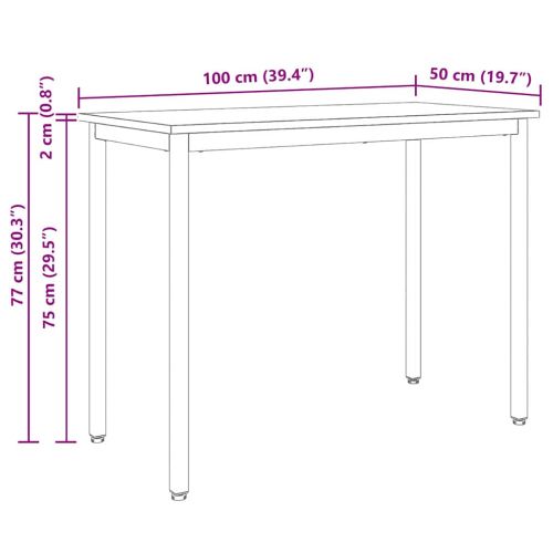 Маса Естествен 100 x 50 x 77 см Инженерна дървесина и стомана