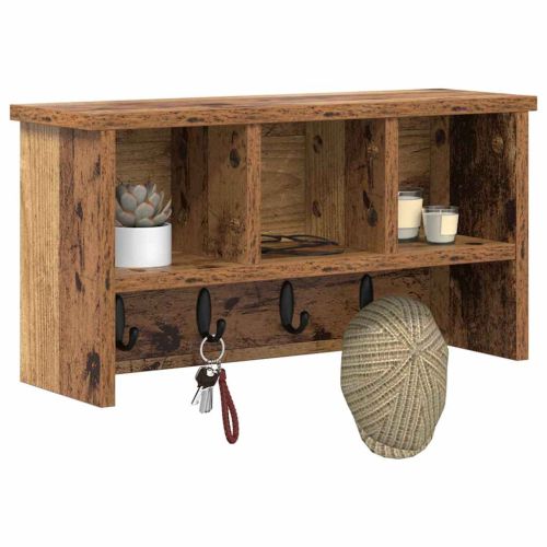 Стенен закачалка за палта с рафт Старо дърво 50 x 16 x 26 см