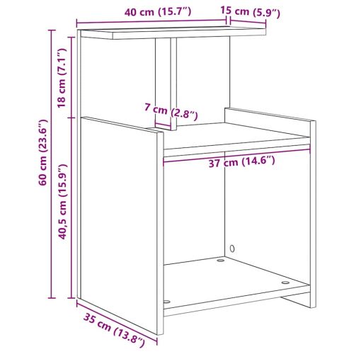 Нощен шкаф 2 pcs Дъб 40 x 35 x 60 см Инженерно дърво