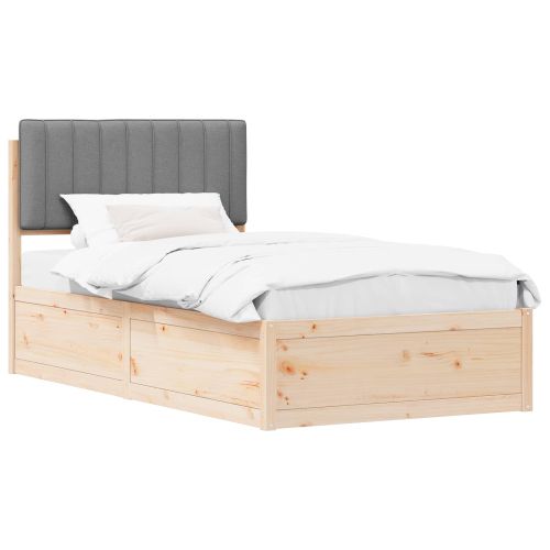 Леглова рамка с тапицирана гръбна част Светлосиво 100 x 200 cm