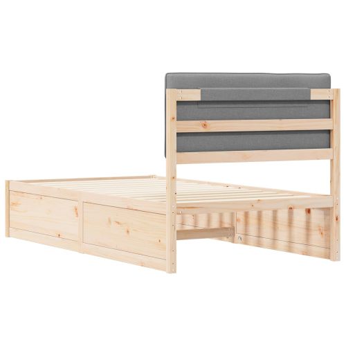 Леглова рамка с тапицирана гръбна част Светлосиво 100 x 200 cm