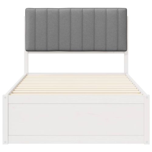 Леглова рамка с тапицирана гръбна част Светлосиво 100 x 200 cm