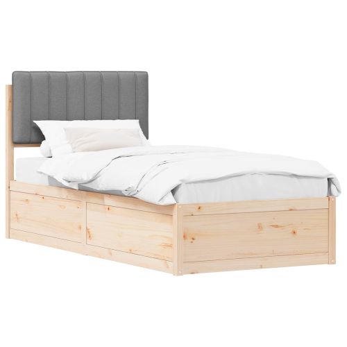 Леглова рамка с тапицирана гръбна част Светлосиво 90 x 200 cm