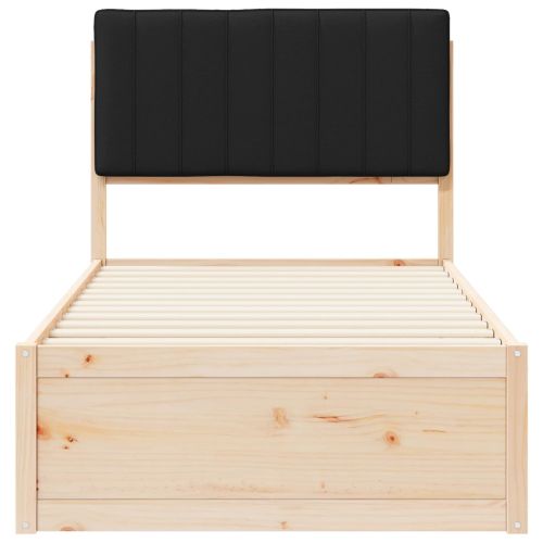 Леглова рамка с тапицирана гръбна част Черно 90 x 200 cm