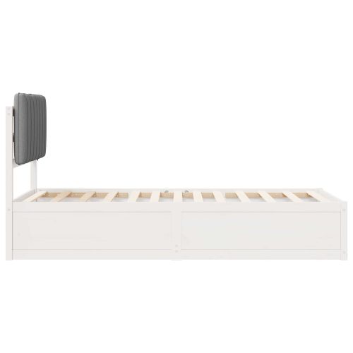 Леглова рамка с тапицирана гръбна част Светлосиво 90 x 200 cm