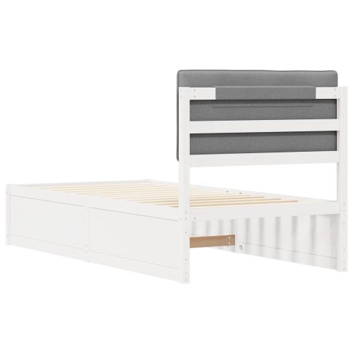 Леглова рамка с тапицирана гръбна част Светлосиво 90 x 200 cm