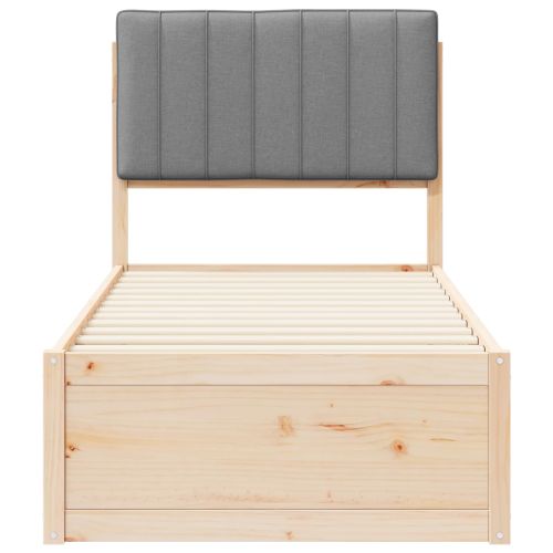 Леглова рамка с тапицирана гръбна част Светлосиво 80 x 200 cm