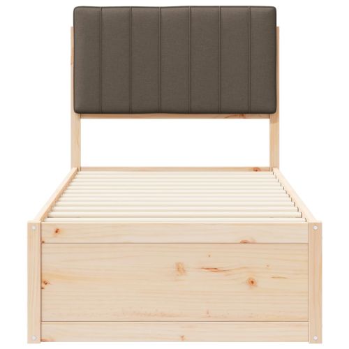 Леглова рамка с тапицирана гръбна част Таупе 80 x 200 cm