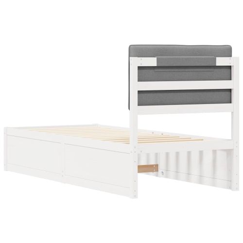 Леглова рамка с тапицирана гръбна част Светлосиво 80 x 200 cm