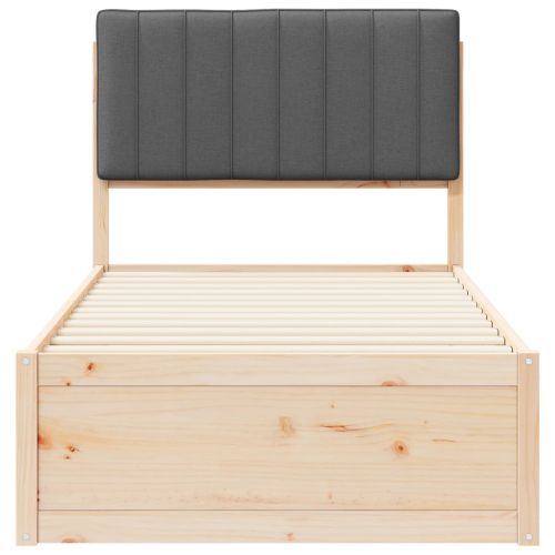 Леглова рамка с тапицирана гръбна част Тъмен сив 90 x 190 cm