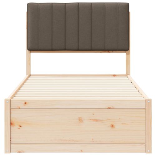 Леглова рамка с тапицирана гръбна част Таупе 90 x 190 cm