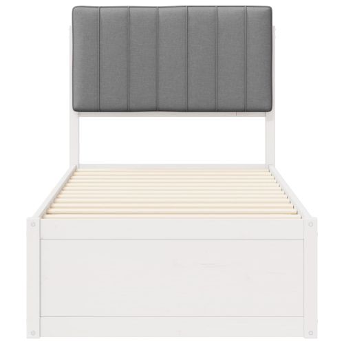 Леглова рамка с тапицирана гръбна част Светлосиво 75 x 190 cm