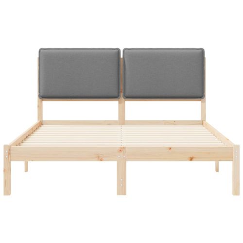 Леглова рамка с тапицирана гръбна част Светлосиво 140 x 200 cm