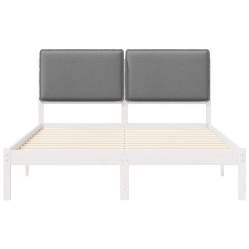 Леглова рамка с тапицирана гръбна част Светлосиво 120 x 200 cm