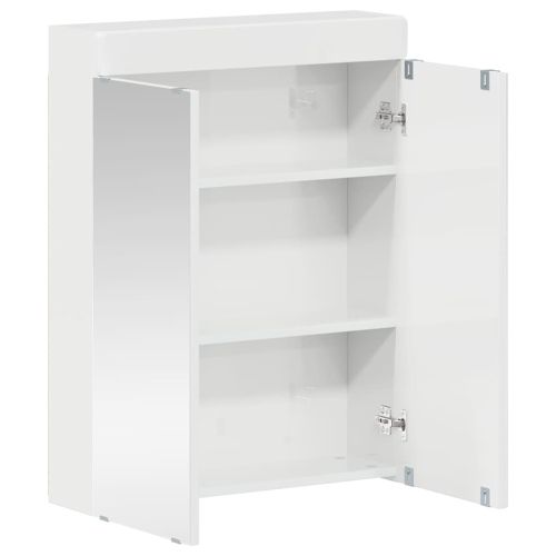 Шкаф с огледало за баня TULUM Лъскаво бяло 60 x 16,5 x 78 см