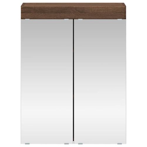 Шкаф с огледало за баня TULUM Кафяв дъб 60 x 16,5 x 78 см