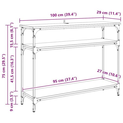 Конзолна маса с рафт Дъб 100 x 29 x 75 см Инженерно дърво