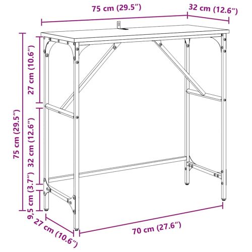 Конзолна маса Черния дъб 75 x 32 x 75 см Инженерно дърво