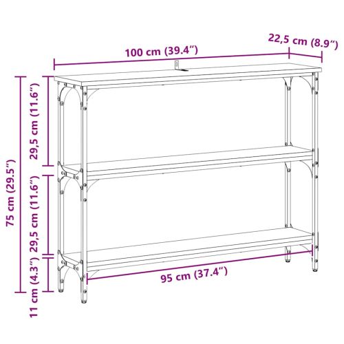 Конзолна маса Черен дъб 100 x 22,5 x 75 см Инженерно дърво