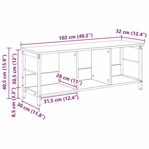 Рафт за книги Сив Сонома 102 x 32 x 40,5 см Инженерно дърво