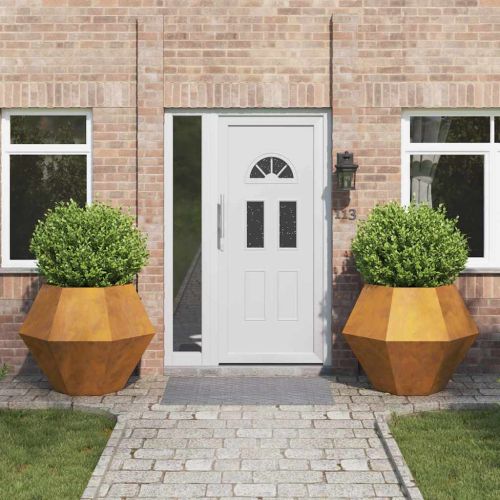 Кашпа 2 pcs Ръждясало 100 x 100 x 80 см Патинираща стомана