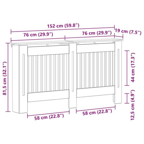 Калъф за радиатор Димян дъб 152 x 19 x 81,5 cm Инженерно дърво
