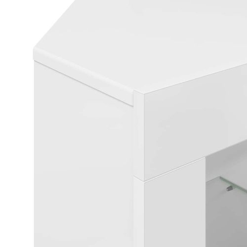 Ъглов кабинет за LED телевизор Висок гланц бяло 100x40x68см