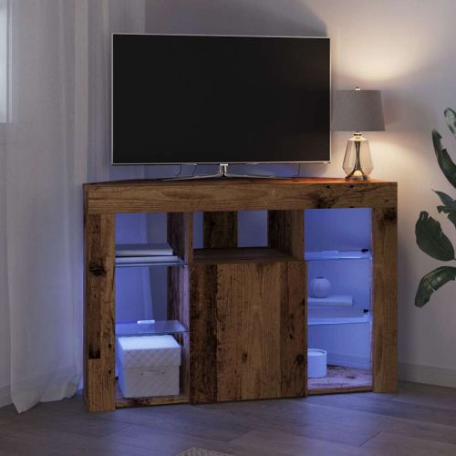 Ъглов кабинет за LED телевизор Старо дърво 100x40x68см