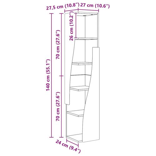 Ъглов шкаф Старо дърво 27,5x27x140см Инженерно дърво