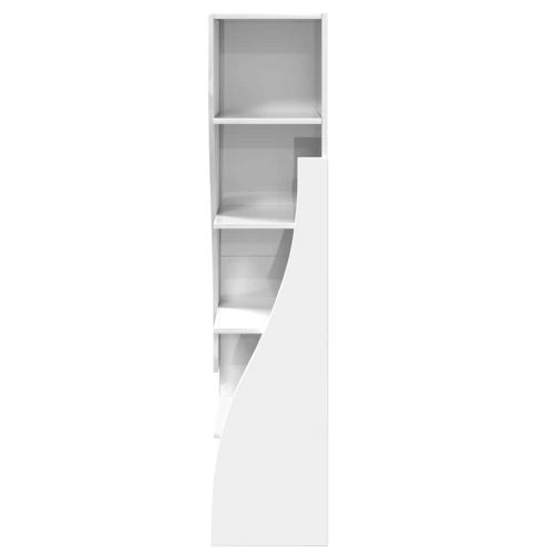 Ъглов шкаф Лъскаво бяло 32x32x140см Инженерно дърво