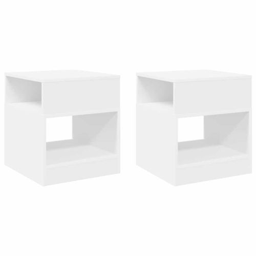 Крайна масичка 2 pcs Бяло 40,5 x 40 x 45 см Инженерно дърво