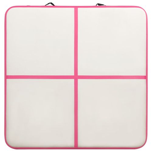 Надуваем дюшек за гимнастика с помпа, 200x200x15 см, PVC, розов