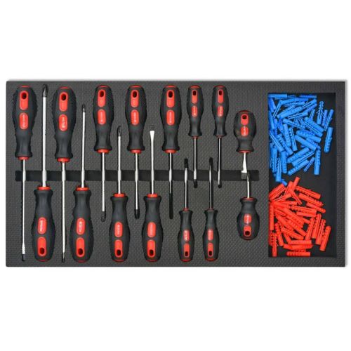 Количка за инструменти с 1125 инструмента, стомана, червена