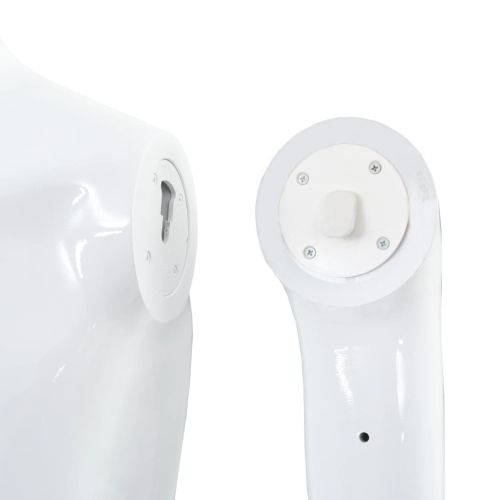 Мъжки манекен в цял ръст, стъклена основа, бял гланц, 185 см