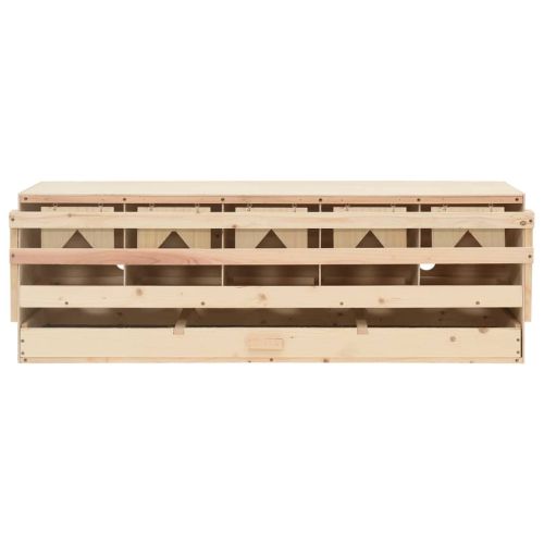 Пилешка гнездилка, 5 отделения, 117x33x38 см, бор масив