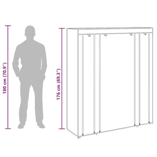 Текстилен гардероб с отделения и летви, 45 x 150 x176 см, черен