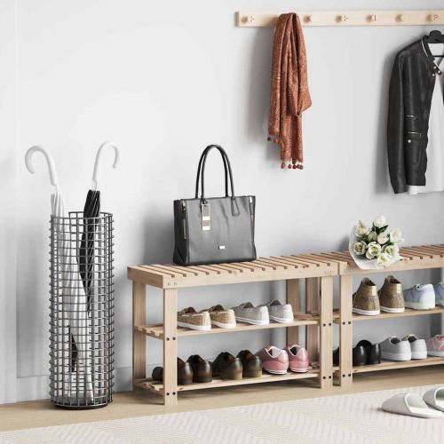 2-в-1 етажерка за обувки с пейка, ела масив