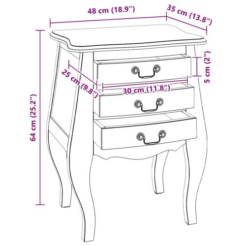 Нощно шкафче, махагоново дърво масив, 48x35x64 см