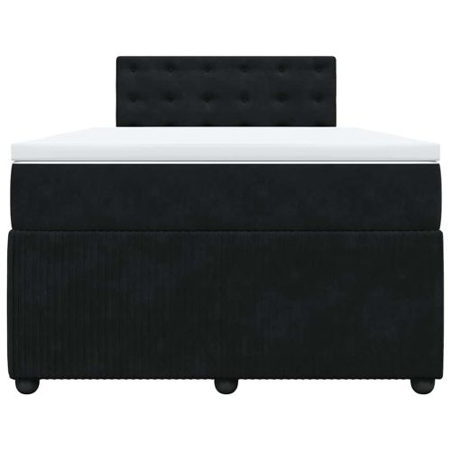 Боксспринг легло с матрак, черно, 120x200 см, кадифе