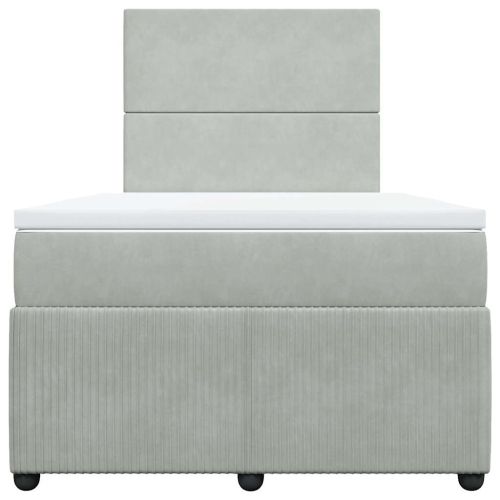 Боксспринг легло с матрак, светлосиво, 120x200 см, кадифе